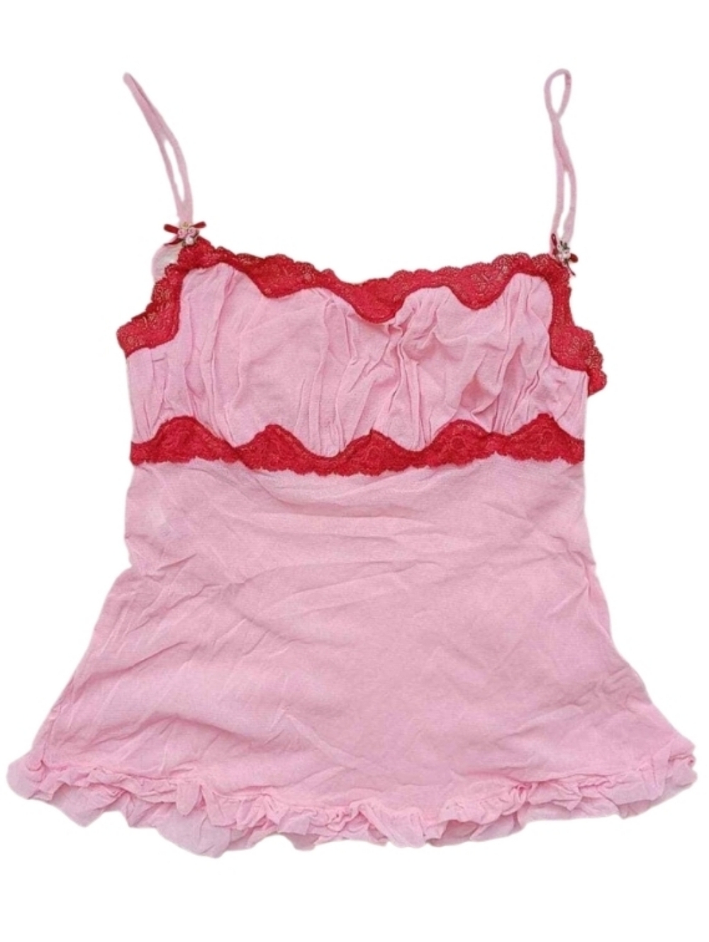 Rare Vintage Y2K Victorias Secret Angels Pink Mesh Milkmaid Camisole Top